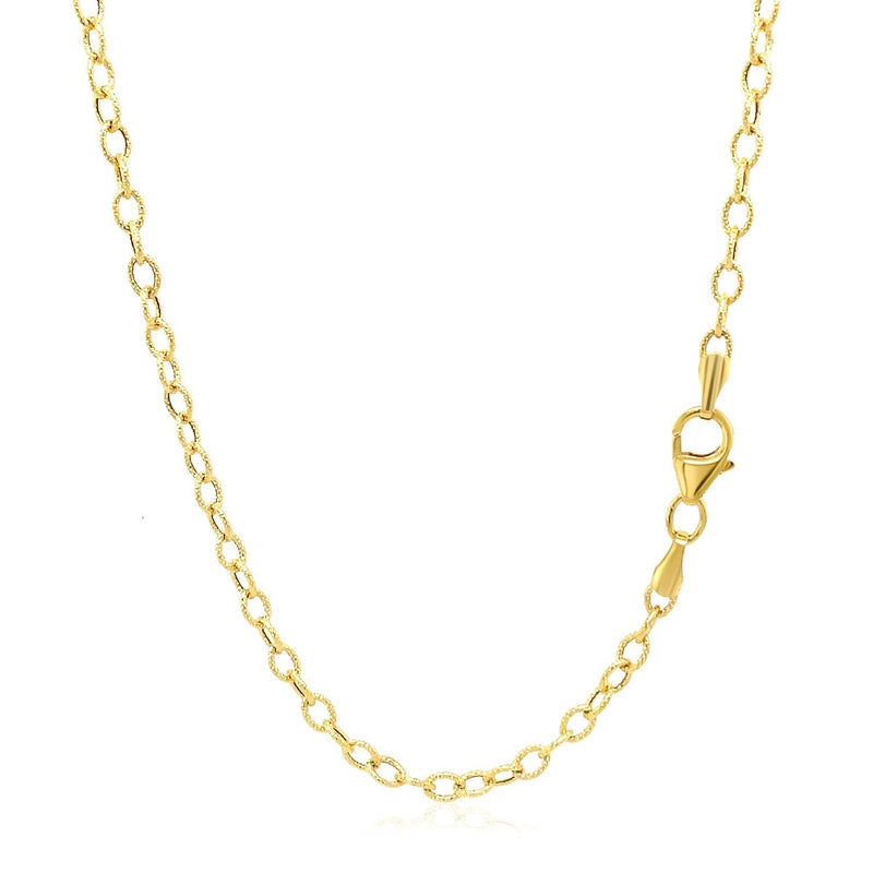 2.5mm 14k Yellow Gold Pendant Chain with Textured Links - Premium Chains - Just $425.99! Shop now at Pulse Designer Fashion