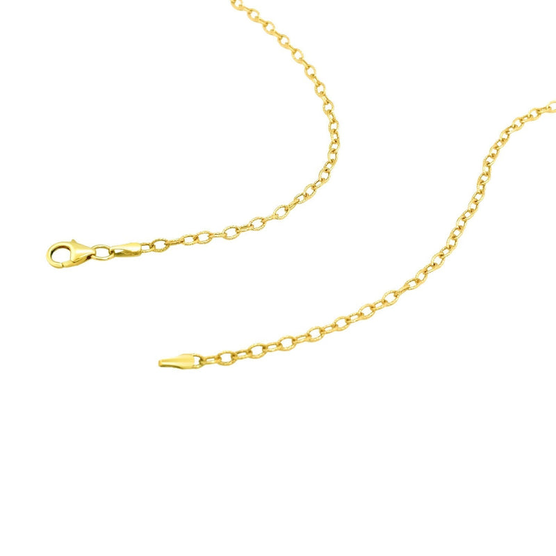 2.5mm 14k Yellow Gold Pendant Chain with Textured Links - Premium Chains - Just $425.99! Shop now at Pulse Designer Fashion