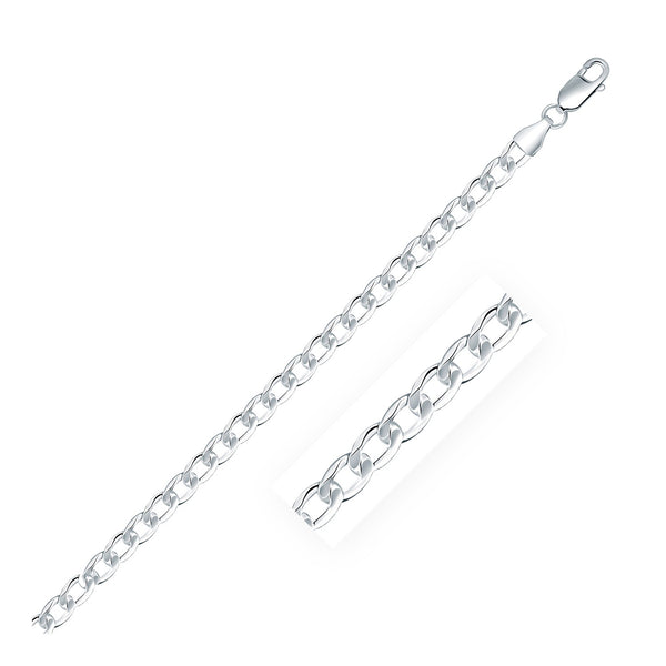 Rhodium Plated 4.7mm Sterling Silver Curb Style Chain - Premium Chains - Just $97.99! Shop now at Pulse Designer Fashion