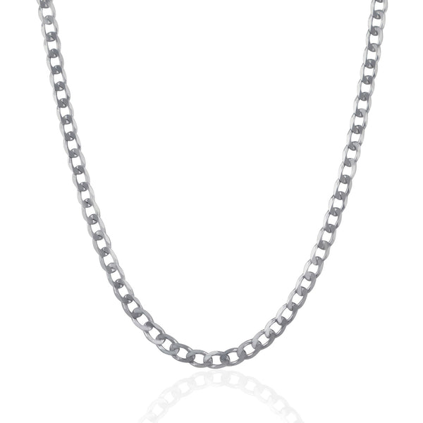 Rhodium Plated 4.7mm Sterling Silver Curb Style Chain - Premium Chains - Just $97.99! Shop now at Pulse Designer Fashion