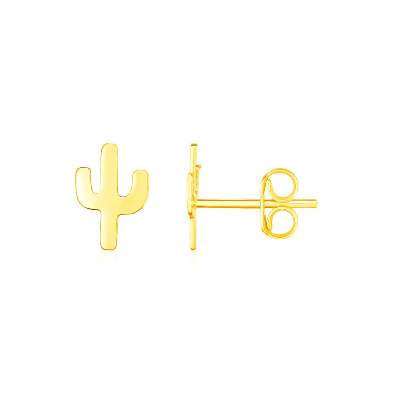 14K Yellow Gold Petite Cactus Earrings - Premium Earrings - Just $120.99! Shop now at Pulse Designer Fashion