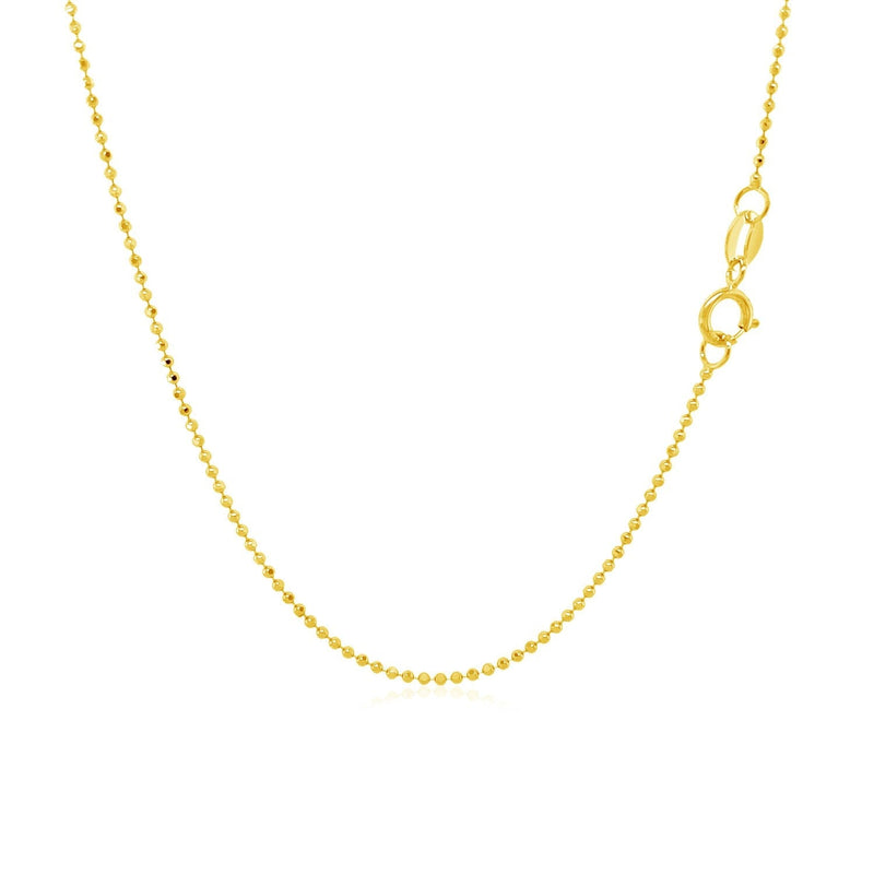 14k Yellow Gold Diamond-Cut Bead Chain 1.0mm - Premium Chains - Just $223.99! Shop now at Pulse Designer Fashion