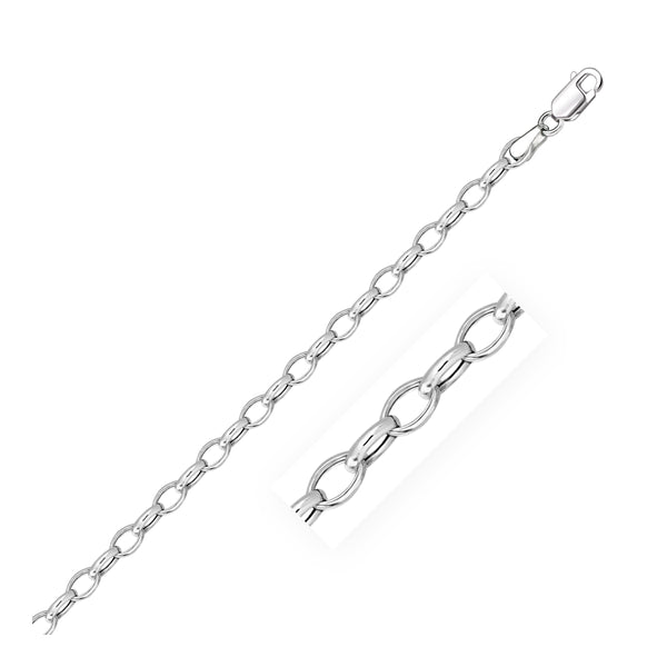 4.6mm 14k White Gold Oval Rolo Bracelet - Premium Bracelets - Just $577.99! Shop now at Pulse Designer Fashion