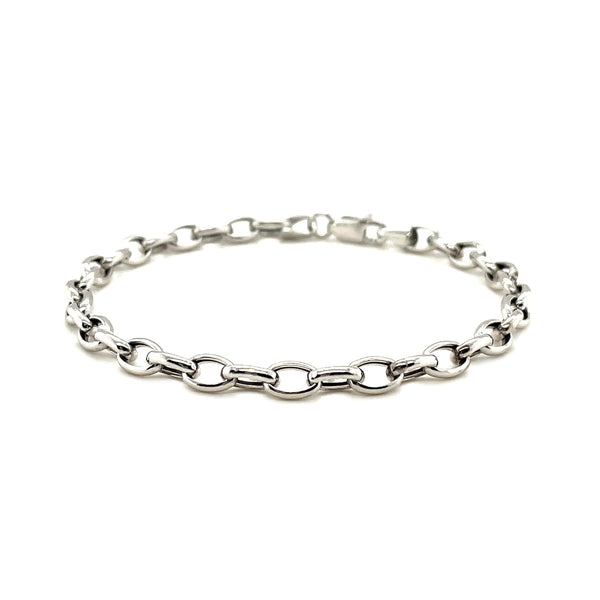 4.6mm 14k White Gold Oval Rolo Bracelet - Premium Bracelets - Just $577.99! Shop now at Pulse Designer Fashion