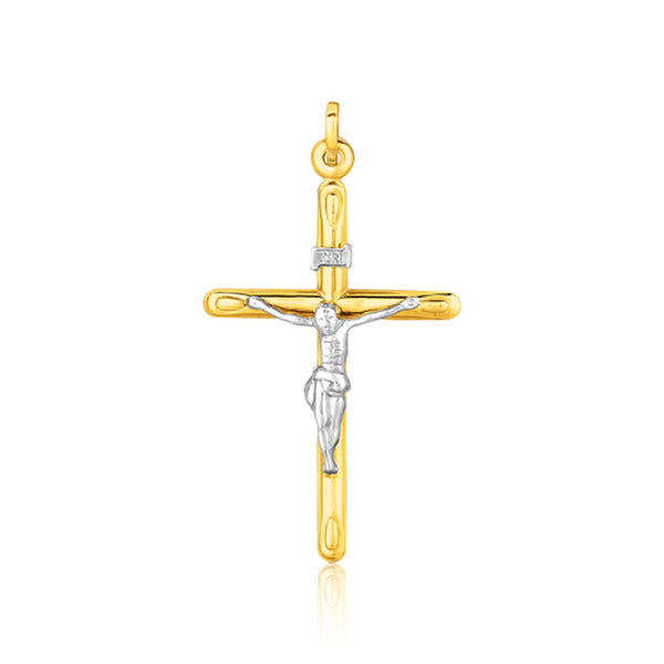 14k Two Tone Gold Cross Pendant - Premium Pendants - Just $312.99! Shop now at Pulse Designer Fashion