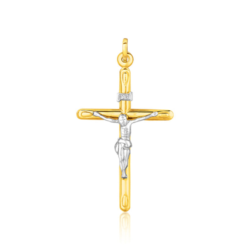 14k Two Tone Gold Cross Pendant - Premium Pendants - Just $312.99! Shop now at Pulse Designer Fashion