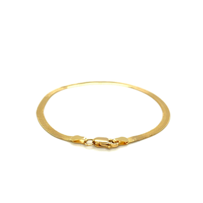 3.0mm 14k Yellow Gold Super Flex Herringbone Bracelet - Premium Bracelets - Just $321.99! Shop now at Pulse Designer Fashion