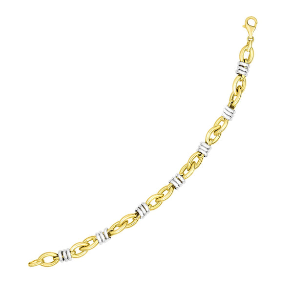 14k Two-Tone Gold Ring-Wrapped Marquis Shape Link Bracelet - Premium Bracelets - Just $2465.99! Shop now at Pulse Designer Fashion