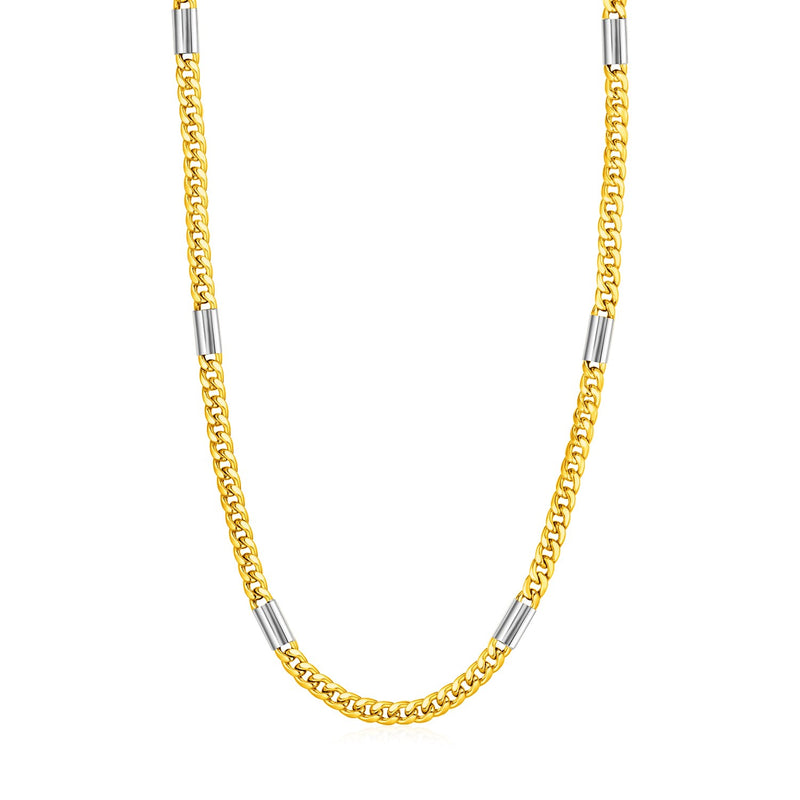 14k Two Tone Gold Mens Twisted Oval and Bar Link Necklace - Premium Necklaces - Just $7464.99! Shop now at Pulse Designer Fashion