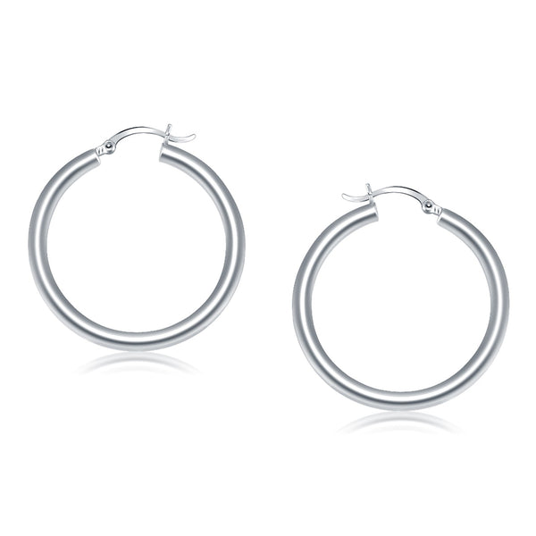 14k White Gold Polished Hoop Earrings (40 mm) - Premium Earrings - Just $816.99! Shop now at Pulse Designer Fashion