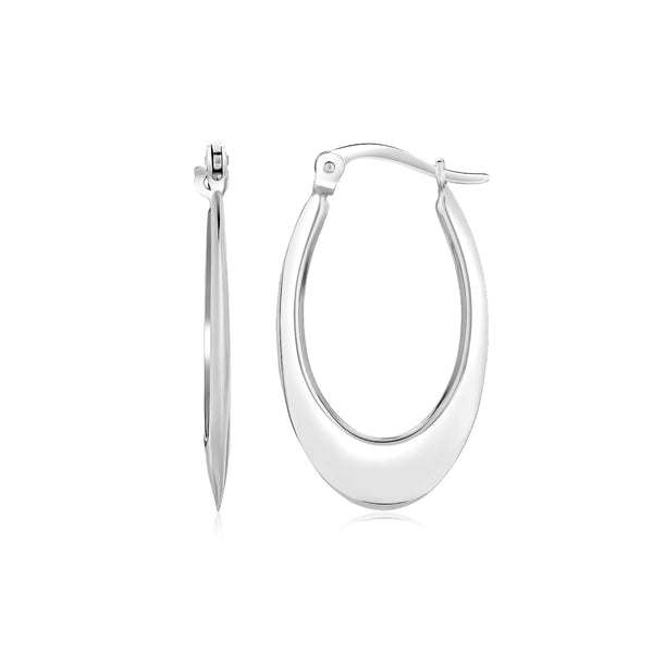 14k White Gold Polished Graduated Oval Hoop Earrings - Premium Earrings - Just $316.99! Shop now at Pulse Designer Fashion