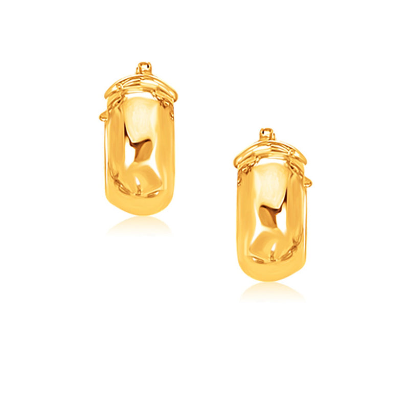 14k Yellow Gold Wide Small Hoop Earrings with Snap Lock - Premium Earrings - Just $522.99! Shop now at Pulse Designer Fashion