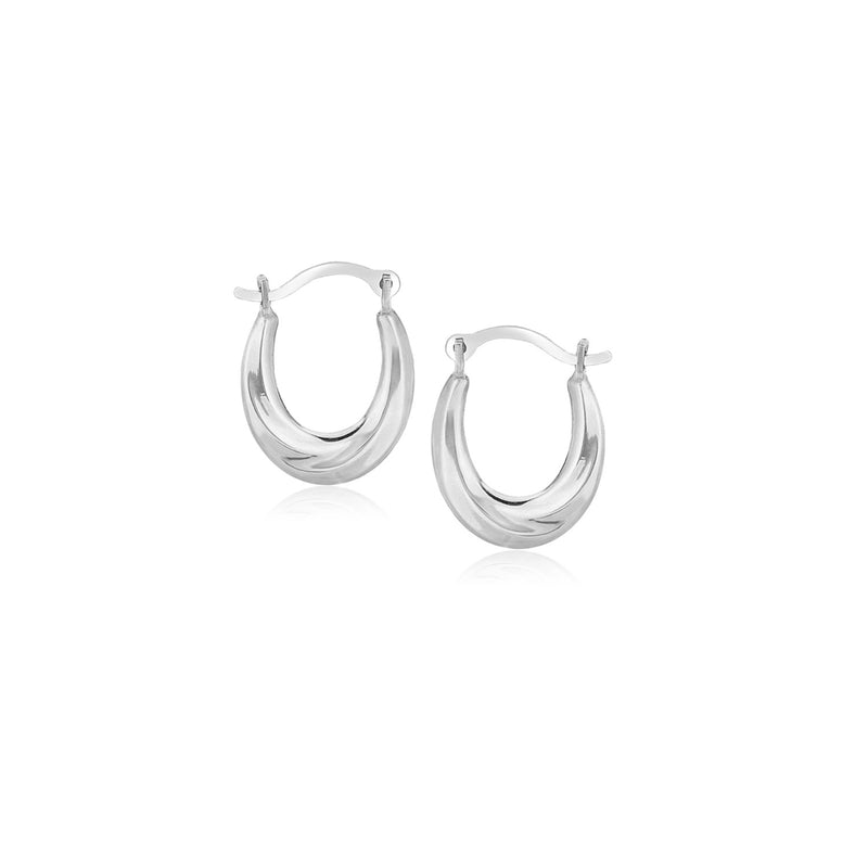 10k White Gold Oval Hoop Earrings - Premium Earrings - Just $82.99! Shop now at Pulse Designer Fashion