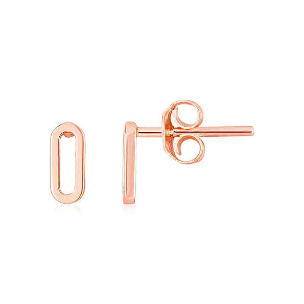 14k Rose Gold Paperclip Link Stud Earrings - Premium Earrings - Just $166.99! Shop now at Pulse Designer Fashion