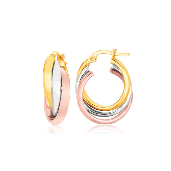 14k Tri-Color Gold Domed Tube Intertwined Earrings - Premium Earrings - Just $493.99! Shop now at Pulse Designer Fashion