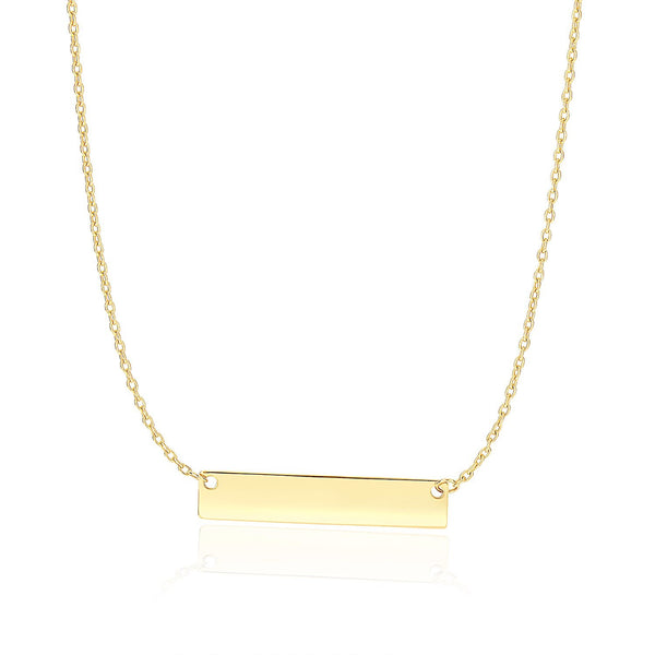 14k Yellow Gold Smooth Flat Horizontal Bar Style Necklace - Premium Necklaces - Just $470.99! Shop now at Pulse Designer Fashion