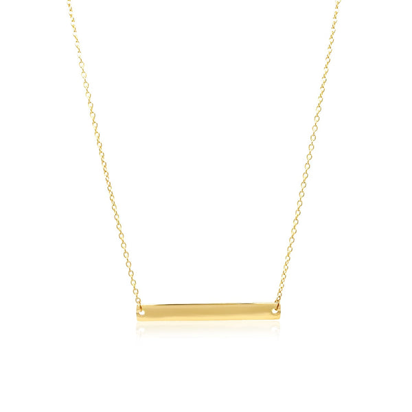 14k Yellow Gold Smooth Flat Horizontal Bar Style Necklace - Premium Necklaces - Just $470.99! Shop now at Pulse Designer Fashion