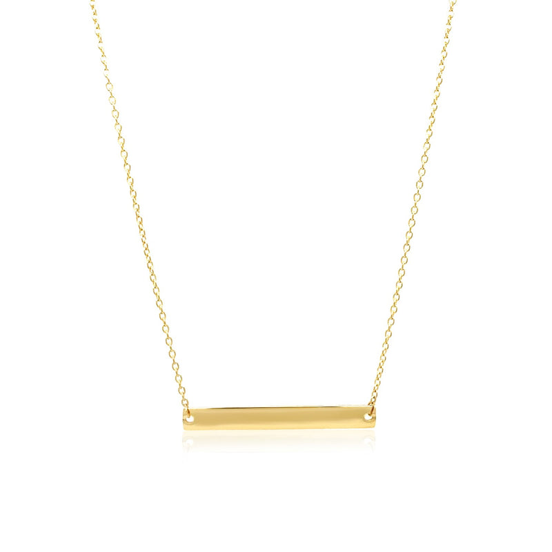 14k Yellow Gold Smooth Flat Horizontal Bar Style Necklace - Premium Necklaces - Just $470.99! Shop now at Pulse Designer Fashion