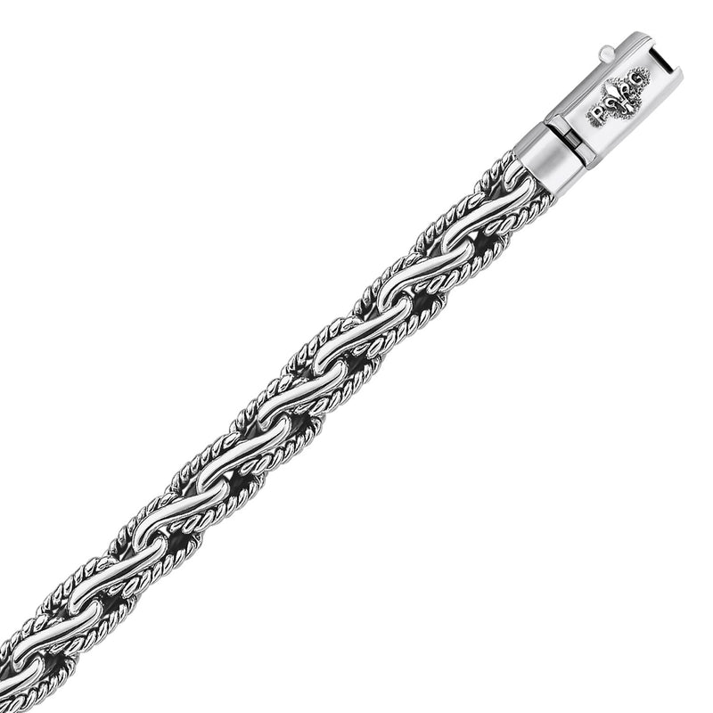 Oxidized Sterling Silver Men's Chain Bracelet in a Cable Motif - Premium Bracelets - Just $383.99! Shop now at Pulse Designer Fashion