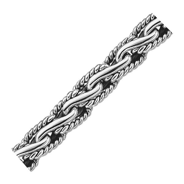 Oxidized Sterling Silver Men's Chain Bracelet in a Cable Motif - Premium Bracelets - Just $383.99! Shop now at Pulse Designer Fashion