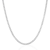 Rhodium Plated 3.0mm Sterling Silver Curb Style Chain - Premium Chains - Just $52.99! Shop now at Pulse Designer Fashion