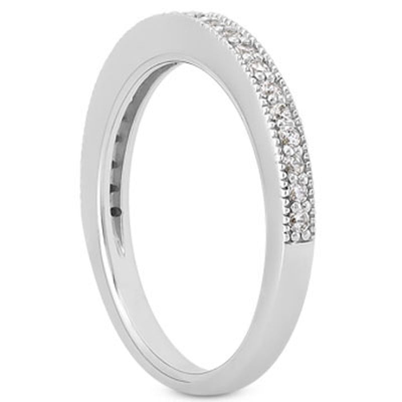 14k White Gold Pave Diamond Milgrain Wedding Ring Band Set 1/2 Around - Premium Rings - Just $1470.99! Shop now at Pulse Designer Fashion