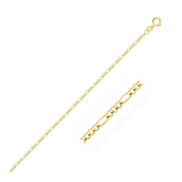 14k Yellow Gold Solid Figaro Chain 1.3mm - Premium Chains - Just $225.99! Shop now at Pulse Designer Fashion