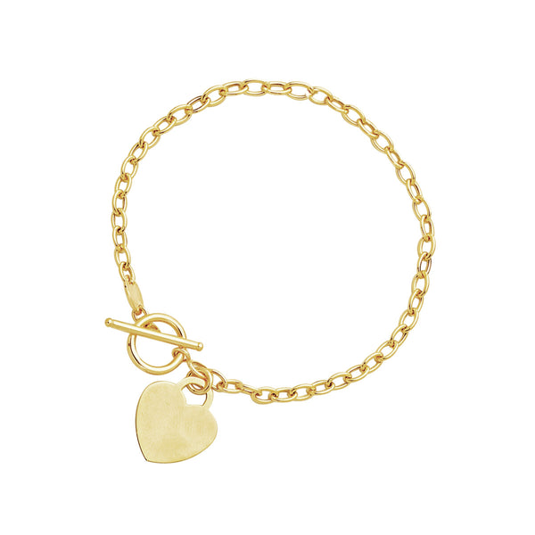 Toggle Bracelet with Heart Charm in 14k Yellow Gold - Premium Bracelets - Just $567.99! Shop now at Pulse Designer Fashion