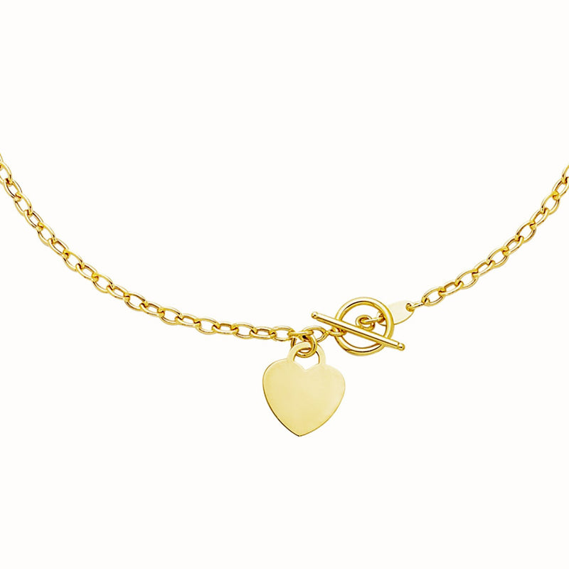 Toggle Bracelet with Heart Charm in 14k Yellow Gold - Premium Bracelets - Just $567.99! Shop now at Pulse Designer Fashion