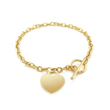 Toggle Bracelet with Heart Charm in 14k Yellow Gold - Premium Bracelets - Just $567.99! Shop now at Pulse Designer Fashion