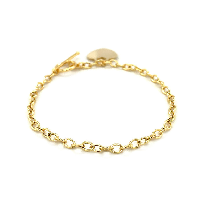 Toggle Bracelet with Heart Charm in 14k Yellow Gold - Premium Bracelets - Just $567.99! Shop now at Pulse Designer Fashion