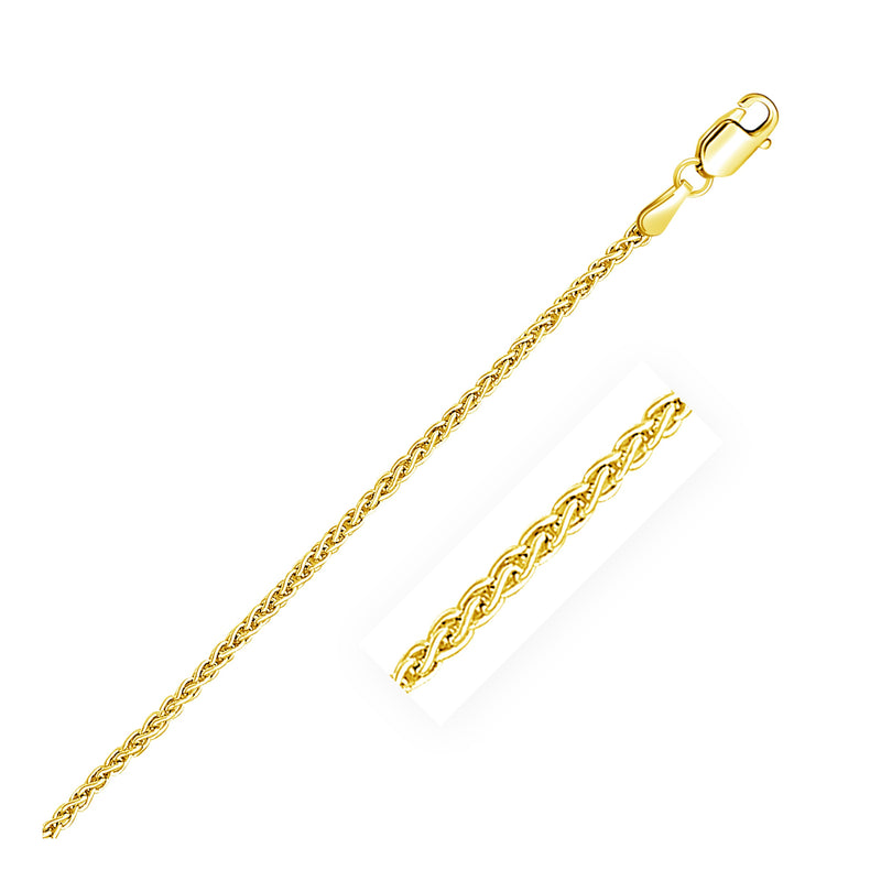 2.1mm 14k Yellow Gold Round Wheat Bracelet - Premium Bracelets - Just $599.99! Shop now at Pulse Designer Fashion