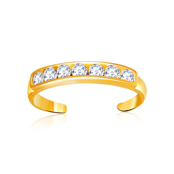 14k Yellow Gold Pave Set Cubic Zirconia Toe Ring - Premium Toe Rings - Just $186.99! Shop now at Pulse Designer Fashion