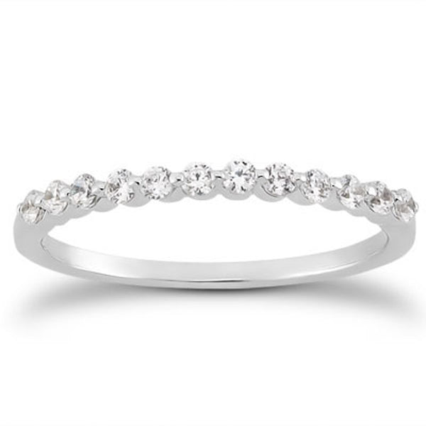 14k White Gold Floating Diamond Single Shared Prong Wedding Ring Band - Premium Rings - Just $1143.99! Shop now at Pulse Designer Fashion