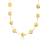 14k Yellow Gold Textured Disc Long Layering Necklace - Premium Necklaces - Just $1737.99! Shop now at Pulse Designer Fashion