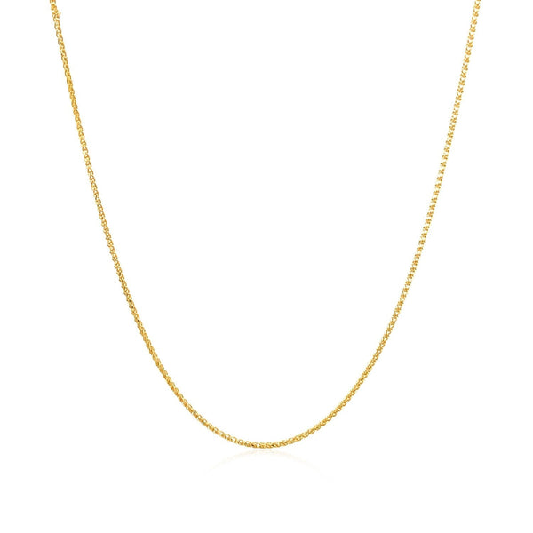 14k Yellow Gold Diamond Cut Round Wheat Chain 0.6mm - Premium Chains - Just $179.99! Shop now at Pulse Designer Fashion