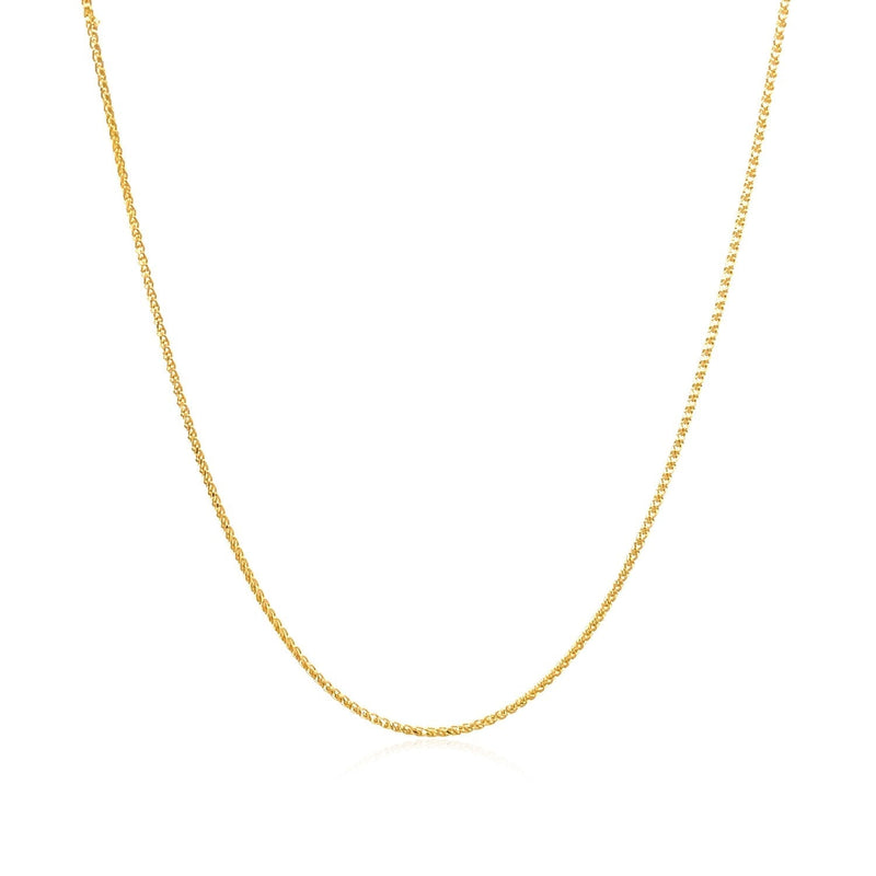 14k Yellow Gold Diamond Cut Round Wheat Chain 0.6mm - Premium Chains - Just $179.99! Shop now at Pulse Designer Fashion