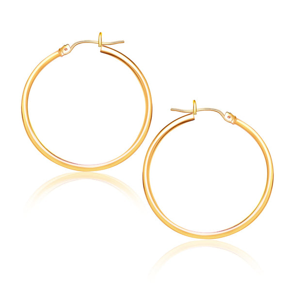 14k Yellow Gold Polished Hoop Earrings (25 mm) - Premium Earrings - Just $208.99! Shop now at Pulse Designer Fashion