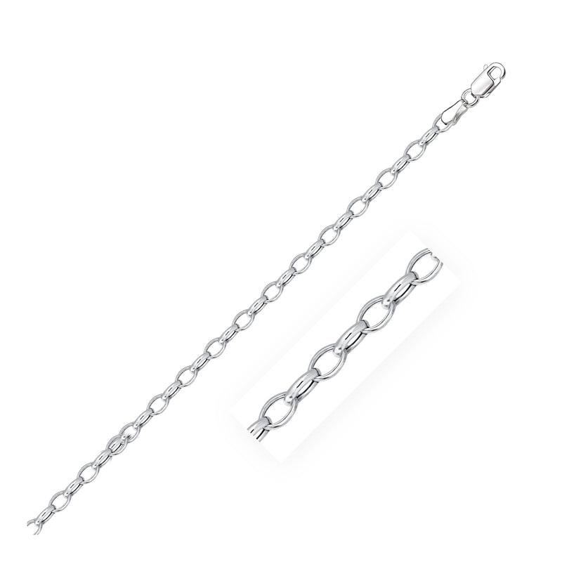 3.2mm 14k White Gold Oval Rolo Bracelet - Premium Bracelets - Just $316.99! Shop now at Pulse Designer Fashion