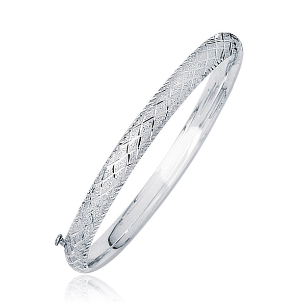 14k White Gold Weave Diamond Cut Dome Children's Bangle - Premium Bangles - Just $660.99! Shop now at Pulse Designer Fashion