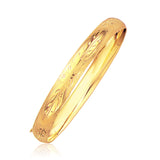 Classic Floral Carved Bangle in 14k Yellow Gold (8.0mm) - Premium Bangles - Just $1593.99! Shop now at Pulse Designer Fashion