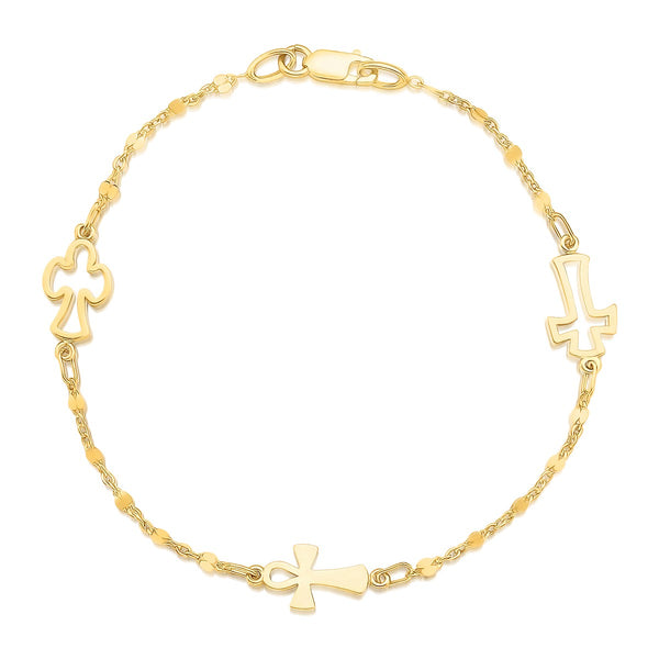 14k Yellow Gold Symbolic Cross Bracelet - Premium Bracelets - Just $534.99! Shop now at Pulse Designer Fashion