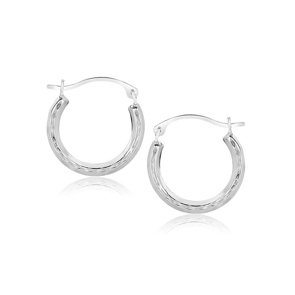 10k White Gold Fancy Hoop Earrings - Premium Earrings - Just $92.99! Shop now at Pulse Designer Fashion