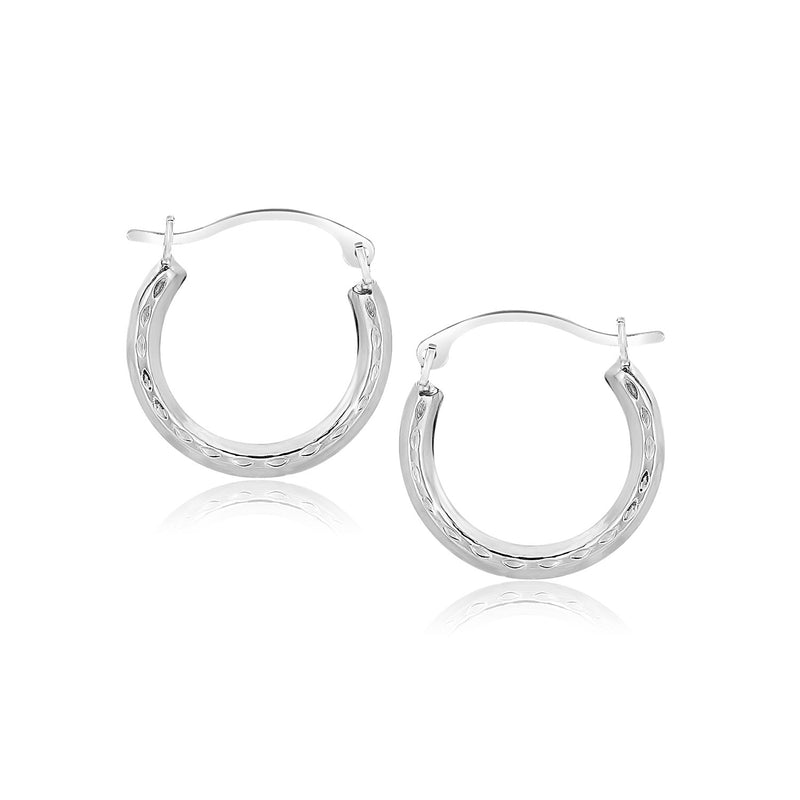 10k White Gold Fancy Hoop Earrings - Premium Earrings - Just $92.99! Shop now at Pulse Designer Fashion