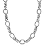 Sterling Silver  Rhodium Plated Knot Style and Textured Oval Chain Necklace - Premium Necklaces - Just $353.99! Shop now at Pulse Designer Fashion