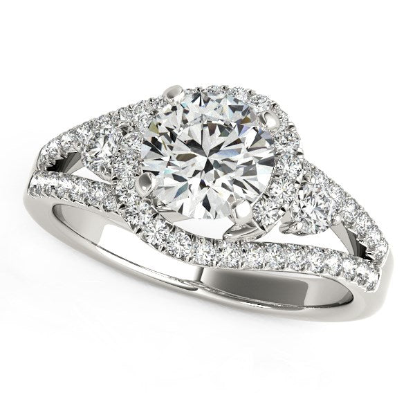 14k White Gold Split Shank Halo Bypass Diamond Engagement Ring (1 3/4 cttw) - Premium Rings - Just $8099.99! Shop now at Pulse Designer Fashion