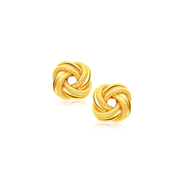 14k Yellow Gold Intertwined Love Knot Stud Earrings - Premium Earrings - Just $340.99! Shop now at Pulse Designer Fashion