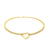 14k Yellow Gold Double Rolo Chain Anklet with an Open Heart Station - Premium Anklets - Just $450.99! Shop now at Pulse Designer Fashion