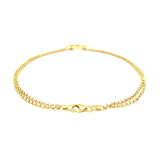 14k Yellow Gold Double Rolo Chain Anklet with an Open Heart Station - Premium Anklets - Just $450.99! Shop now at Pulse Designer Fashion