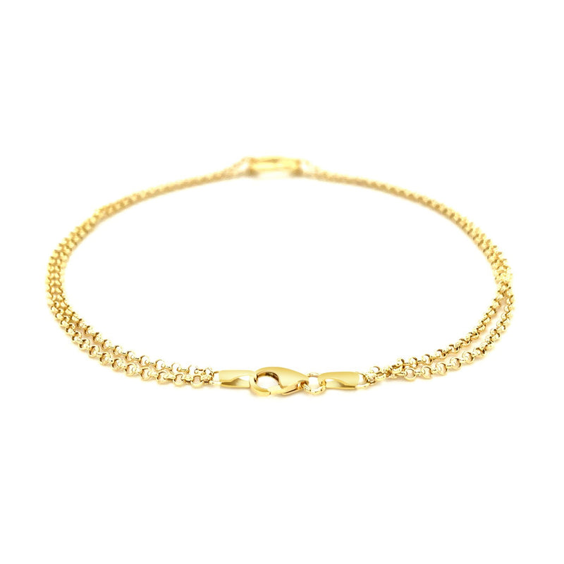 14k Yellow Gold Double Rolo Chain Anklet with an Open Heart Station - Premium Anklets - Just $450.99! Shop now at Pulse Designer Fashion